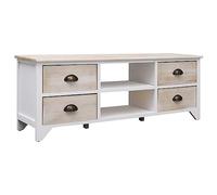 Ordellia Paulownia - Meuble TV en bois massif - 108 x 30 x 40 cm - Meuble TV robuste avec 2 compartiments et 4 tiroirs - Centre de divertissement élégant pour salon et chambre à coucher