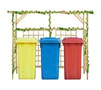 Ordellia Pergola de Jardin en Bois pour poubelles triples en pin imprégné Vert Robuste et résistant, idéale pour Espace extérieur, terrasse, Balcon ou Passage