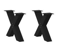Ordellia Pieds de Table Basse en Forme de X Noir en Acier, Support Robuste pour Meuble, 60 x (42-43) cm, 2 pièces, Fixation réglable, idéal pour Salon, Bureau, DIY, Bricolage