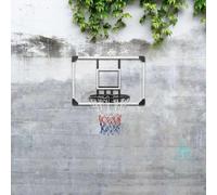 Ordellia Planche de basket-ball transparente 90 x 60 x 2,5 cm en polycarbonate avec panier de basket-ball, anneau, filet, support et accessoires de montage, planche murale pour entraînement intérieur