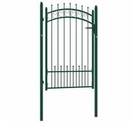 Ordellia Portail de clôture EMMEN acier vert avec pointes, 104 x 117 cm, panneau sécurisé pour jardin, terrasse ou piscine, porte extérieure robuste avec serrure et charnières