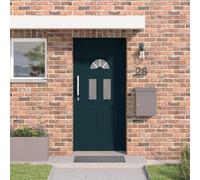 Ordellia Porte avant anthracite en PVC avec insert en verre 110 x 210 cm, porte d'entrée pour entrée d'appartement et entrée latérale, avec serrure, joint, cadre, cadre