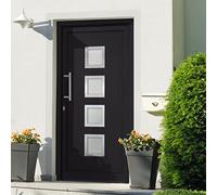 Ordellia Porte d'entrée principale en aluminium anthracite 108x200 cm avec vitrage isolant serrure multipoint sécurité poignée inox seuil aluminium cadre renforcé maison appartement façade robuste