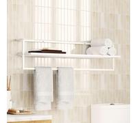 Ordellia Porte-Serviettes Blanc en Fer 95x25x22 cm Support Mural avec étagère pour Salle de Bain Douche lavabo Baignoire WC Spa Cuisine Organisation