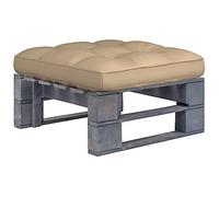 Ordellia Pouf Palette de Jardin en pin imprégné de Gris, Dimensions 60 x 60 x 25 cm avec Coussin Beige, Repose Pied ou Table Basse pour terrasse, modulable extérieur détente