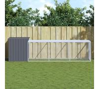 Ordellia Poulailler avec Cour étendue Anthracite 110x405x110 cm en Acier galvanisé, Habitat modulable intérieur extérieur, abri grillagé pour Poules, rongeurs, Petits Animaux, Protection Durable