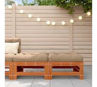 Ordellia Repose Pieds de Jardin modulable en pin Massif Brun ciré, canapé Module extérieur pour terrasse, Salon Balcon, Assise 120 cm avec Coussins Taupe, Confort détente et résistance intempéries
