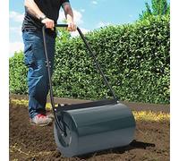 Ordellia Rouleau de gazon vert et noir en acier - 63 cm de large - 50 l - Compressage du sol pour lit de semences - Semis - Remplissable avec du sable ou de l'eau pour un contact avec le sol plat