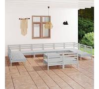 Ordellia Salon de Jardin 13 pcs Blanc en Bois de pin Massif, Ensemble modulaire canapé d Angle et Table Repose Pied pour terrasse Jardin détente