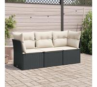 Ordellia Salon de Jardin 3 pcs en résine tressée Noire avec Coussins, Module d Angle et siège Central, Ensemble extérieur pour terrasse Patio Balcon, détente