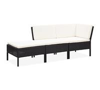 Ordellia Salon de Jardin 3 pcs en résine tressée Noire, Coussins Inclus, Ensemble modulable d Angle et Repose Pied, pour terrasse Balcon Patio, détente extérieure