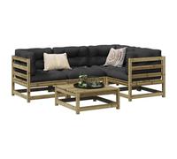 Ordellia Salon de Jardin 5 pcs Bois de pin imprégné, Ensemble modulaire canapé d Angle Central et Repose Pied, Assise pour terrasse Balcon Patio, 110 kg par siège
