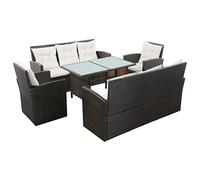 Ordellia Salon de Jardin 5 pcs en résine tressée Marron, Ensemble mobilier avec canape Fauteuil Table Chaise, Assise modulable pour détente Jardin Exterieur terrasse Balcon Patio