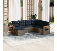 Ordellia Salon de Jardin 7 pcs avec Coussins Gris en résine tressée, Ensemble modulaire Angle avec Table d appoint et Repose Pied, détente terrasse Patio