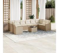 Ordellia Salon de Jardin modulable 11 pièces en résine tressée Beige, canapé Module extérieur, Fauteuil Angle, Pouf, siège et Banquette avec Coussins pour terrasse Patio véranda Lounge détente