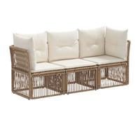 Ordellia Salon de Jardin modulable 3 pièces en polyrotin Beige, Ensemble mobilier pour terrasse Balcon Patio, Assise Confortable, Coussin Lavable, Cadre Acier pour détente extérieure Durable
