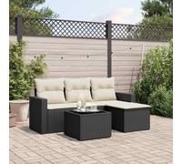 Ordellia Salon de Jardin modulable 5 pièces Noir en résine tressée, canapé Module, Fauteuil Angle, Pouf, Table en Verre trempé, Coussins lavables pour terrasse Patio Balcon Piscine Lounge