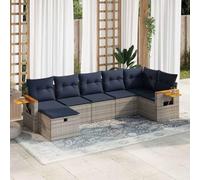 Ordellia Salon de Jardin modulable 7 pcs en résine tressée Gris avec Coussins lavables, Rangement intégré, canapé d’Angle, Repose-Pied pour terrasse, Balcon, Patio et détente extérieure