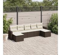 Ordellia Salon de Jardin modulable 7 pcs Marron en résine tressée avec Coussins, canapé Module extérieur, Fauteuil Angle, Pouf, siège et Banquette pour terrasse Patio Balcon