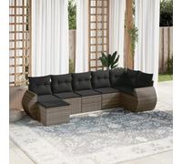 Ordellia Salon de Jardin modulable 7 pièces en résine tressée Gris, canapé Module avec Coussins, Fauteuil Angle, Pouf, terrasse Patio véranda, Assise Confortable résistante aux intempéries