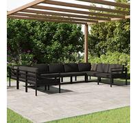 Ordellia Salon de Jardin modulable 9 pièces en Aluminium Anthracite avec Coussins, Ensemble mobilier extérieur pour terrasse, Balcon, Patio, détente près de la Piscine, Assise Confortable