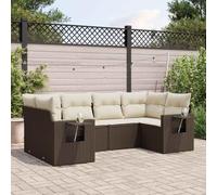 Ordellia Salon de Jardin modulable en résine tressée Marron avec Coussins 6 pièces, Set Repas terrasse Patio, Fauteuil Angle et Table d appoint, Rangement intégré pour détente