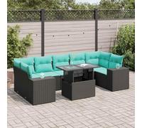 Ordellia Salon de Jardin modulaire 8 pcs en résine tressée Noire avec Coussins, Table et sièges d Angle, Rangement sous Assise, pour terrasse Patio, détente extérieure