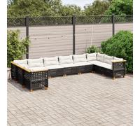 Ordellia Salon de Jardin résine tressée 10 pcs Noir avec Coussins, Composition modulaire Angle et Central, capacité 110 kg par siège, terrasse Patio Jardin Lounge détente