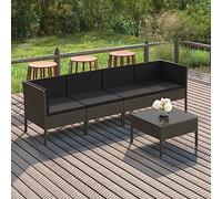 Ordellia Salon de Jardin résine tressée Gris 5 pcs avec Coussins Anthracite, canapés d’Angle et Central, Repose Pied Table, pour terrasse Patio véranda détente
