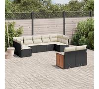 Ordellia Salon de Jardin résine tressée Poly rotin 9 pcs Noir, Coussins, Ensemble modulaire pour Angle et séjour extérieur terrasse Patio Veranda, Confort d Assise