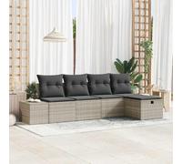 Ordellia Salon Ensemble mobilier canapé Fauteuil modulable en polyrotin Gris Clair 5 Places, Coussins d’extérieur, pour Jardin terrasse Balcon Patio et détente près de la Piscine