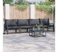 Ordellia Salon Ensemble mobilier de Jardin 4 pièces Noir Acier avec Coussin, canapé modulable pour terrasse Balcon Patio, Assise détente Exterieur Lounge, Table Basse