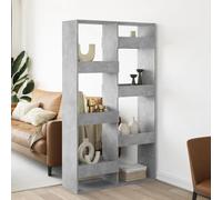 Ordellia Séparateur de pièce, gris béton, 100 x 33 x 175 cm, en matériau dérivé du bois, avec 8 compartiments, organisateur cube polyvalent pour livres, décoration et closet storage, idéal comme