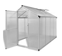 Ordellia Serre avec fondation renforcée en aluminium 4,6 m², plaques en polycarbonate, résistante aux UV, avec ventilation, maison de tomates pour culture, protection contre le gel, jardin, parterre