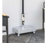 Ordellia Socle de Parasol Gris Clair en Granite 45x25x8,3 cm avec roulettes, Support Stable pour terrasse, Jardin ou Plage, Compatible avec mâts de 38 et 48 mm, Poids 25 kg
