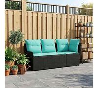 Ordellia Sofa de Jardin en rotin PE avec accoudoirs et Module d Angle, Ensemble 2 pièces Fauteuil sectionnel pour terrasse Balcon Patio, Coussins Amovibles pour détente