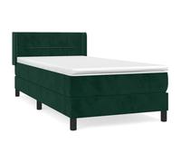 Ordellia Sommier à Lattes avec Matelas 90x200 cm Vert foncé en Velours, Cadre de lit Robuste en Bois de mélèze, tête de lit réglable pour Chambre, Ensemble de literie Confortable et Durable