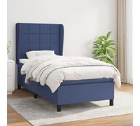 Ordellia Sommier à Lattes de lit avec Matelas Bleu 90x200 cm en Tissu Respirant, Cadre de lit en Bois Massif, tête de lit réglable pour Chambre, Ensemble de mobilier Confortable
