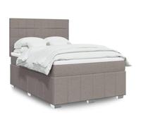 Ordellia Sommier à Lattes de lit avec Matelas Taupe 140x190 cm en Tissu Polyester, Cadre de lit Robuste, tête de lit réglable, Bande LED intégrée pour Chambre, Ensemble Complet Confortable