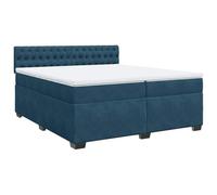 Ordellia Sommier à Lattes de lit Bleu 200x200 cm Velours avec Matelas à Ressorts ensachés, surmatelas Respirant et tête de lit réglable pour Chambre à Coucher Confortable