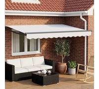 Ordellia Store auvent banne Manuel rétractable avec LEDs solaires 3 x 2,5 m, Toile Polyester enduite PU résistante à l’Eau, Cadre Acier Aluminium, pour terrasse Balcon Jardin Patio