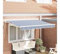 Ordellia Store auvent banne rétractable Bleu et Blanc 250 x 200 cm, Manuel ou motorisé, Toile Polyester Enduit PU, Cadre Aluminium Blanc, Protection Ombre Pluie pour terrasse Jardin Patio