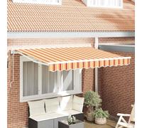 Ordellia Store auvent banne rétractable Multicolore 350 x 200 cm, Toile Polyester Enduit PU, Cadre Aluminium Blanc, manivelle 165 cm, Montage Mural pour terrasse Jardin Patio