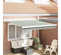 Ordellia Store auvent banne rétractable Vert et Blanc 300 x 250 cm Toile et Aluminium, Manuel, Protection Ombre pour terrasse Balcon Jardin Patio, Usage extérieur Saison Printemps