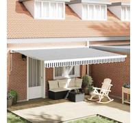 Ordellia Store auvent rétractable Anthracite et Blanc 4,5 x 3 m, banne Murale en Tissu Polyester traité PU et Cadre Aluminium Enduit de Poudre pour terrasse Balcon Jardin Patio