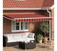 Ordellia Store rétractable Manuel avec LEDs solaires, auvent 3 x 2,5 m, Tissu Polyester Enduit PU résistant à l Eau, Cadre Acier Aluminium, pour terrasse Jardin extérieur