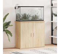 Ordellia Support pour aquarium en chêne Sonoma - 81 x 36 x 73 cm - Avec 4 compartiments et portes - Espace de rangement pour nourriture pour poissons, filtre, pompe, armoire de salon pour aquarium