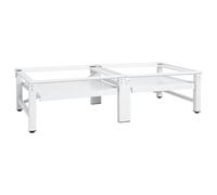 Ordellia Support pour machine à laver et sèche-linge en acier blanc avec deux étagères extensibles, pieds réglables en hauteur, patins antidérapants, 124,5 x 61,5 x 33,5 cm, capacité de charge 200 kg