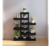Ordellia Support pour plantes noir en pin massif 85 x 25 x 109,5 cm avec plusieurs étagères pour balcon, terrasse, jardin, salon, rebord de fenêtre et herbes aromatiques