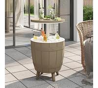 Ordellia Table à glacière 3 en 1 Marron Clair en polypropylène pour Jardin terrasse Balcon mobilier extérieur Polyvalent adaptée pour Camping et fêtes en Plein air